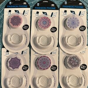 #015 Fashion Phone PopSocket Grip - Pink/Purple Mandala Designs (Multi-Pack)